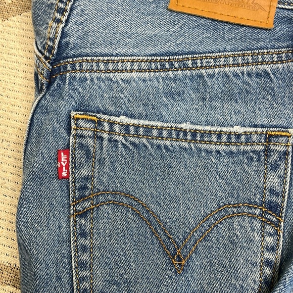 Levi's Ribcage distressed blue Straight Ankle Jeans capital E - Picture 7 of 17